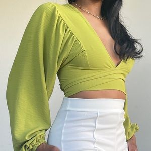 Boohoo Tie Front Crop Top